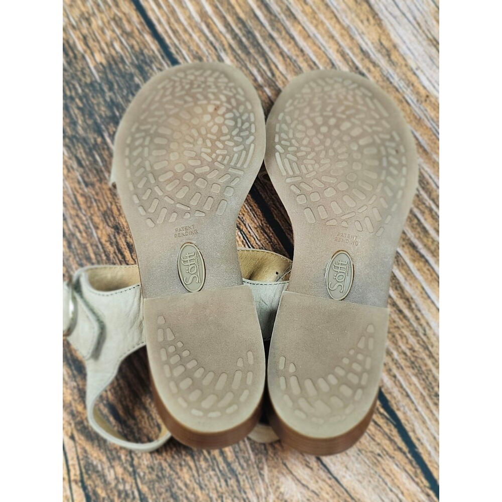 Sofft Nerissa Gray Taupe Sandal Womens 7.5 Low Block Heel Leather Buckle Comfort - Picture 10 of 11
